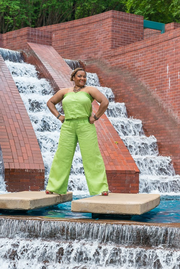Chilond L. Bady — green jumpsuit fountain