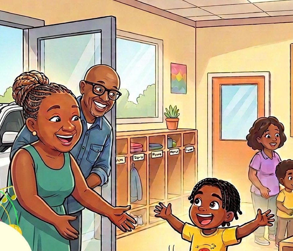 Honey and her family welcoming the grandson at school